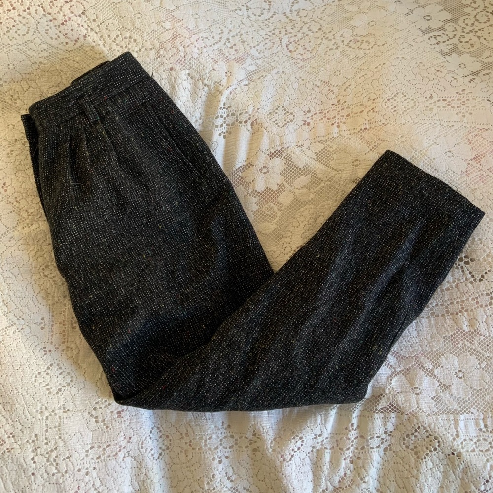 High-Rise Dark Gray Sparkle Trousers
